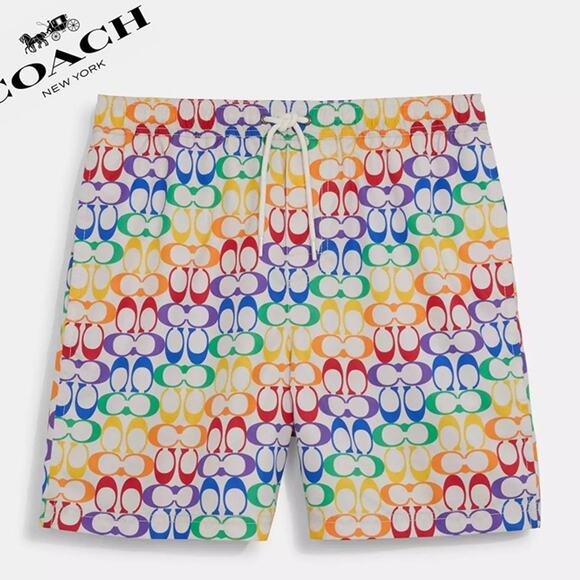 🌈Coach Rainbow Signature Swim Trunks - Picture 1 of 11